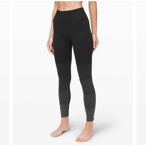 Lululemon Ebb to Street Tight Shine Black Silver Stripe Size 4